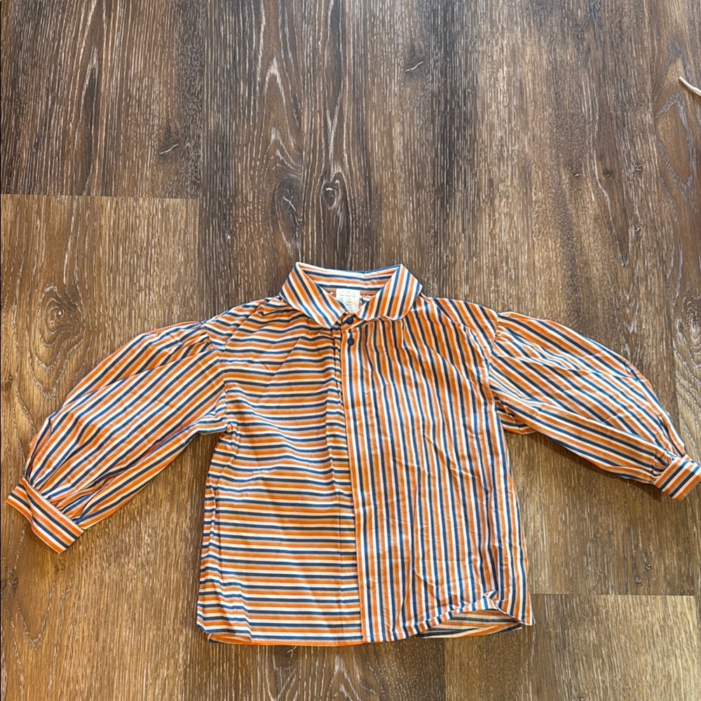 COS Orange and White Button Down Shirt with Diagonal Stripes
